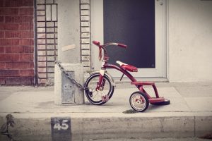 chained trike on the pavement