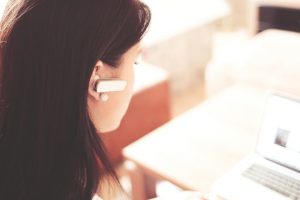 A woman preparing for TOEFL Speaking Section